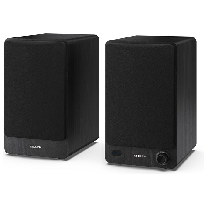 Sharp CP-SS30BK Bookshelf Speakers Altoparlanti Attivi 2-vie 60 W Bluetooth 5.0 con Ingressi RCA Aux USB Ottico Digitale colore Nero