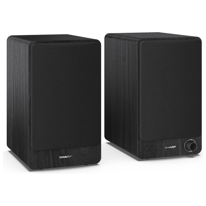 Sharp CP-SS30BK Bookshelf Speakers Altoparlanti Attivi 2-vie 60 W Bluetooth 5.0 con Ingressi RCA Aux USB Ottico Digitale colore Nero