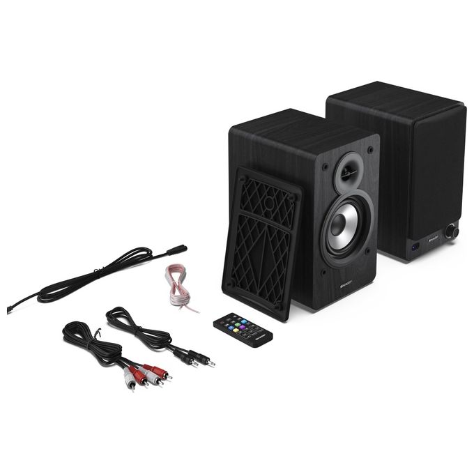 Sharp CP-SS30BK Bookshelf Speakers Altoparlanti Attivi 2-vie 60 W Bluetooth 5.0 con Ingressi RCA Aux USB Ottico Digitale colore Nero
