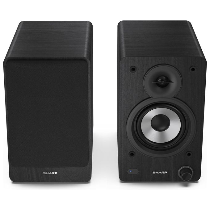 Sharp CP-SS30BK Bookshelf Speakers Altoparlanti Attivi 2-vie 60 W Bluetooth 5.0 con Ingressi RCA Aux USB Ottico Digitale colore Nero