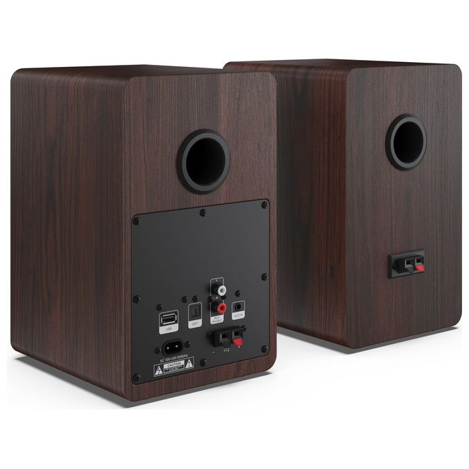 Sharp CP-SS30BR Altoparlanti Bookshelf 2 vie 2.0 canali 60 W Bluetooth 5.0 Ingresso AUX RCA Ottico USB Telecomando colore Marrone