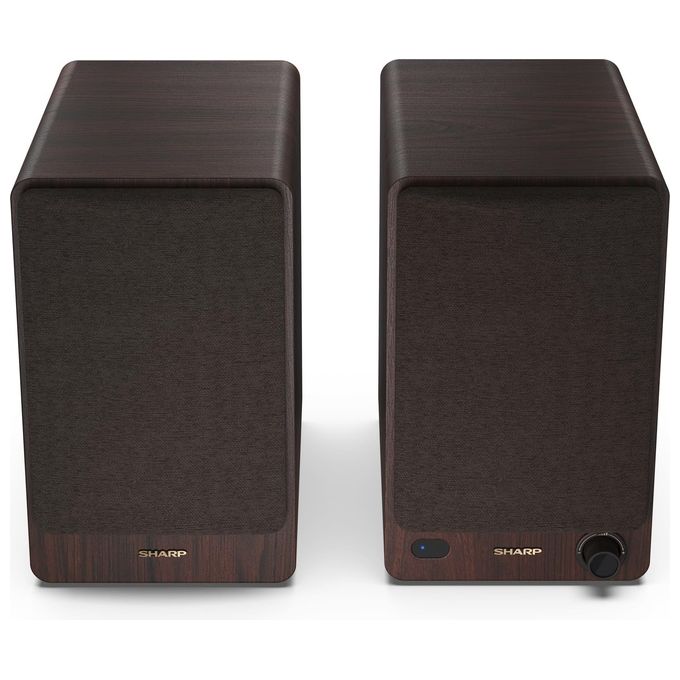 Sharp CP-SS30BR Altoparlanti Bookshelf 2 vie 2.0 canali 60 W Bluetooth 5.0 Ingresso AUX RCA Ottico USB Telecomando colore Marrone