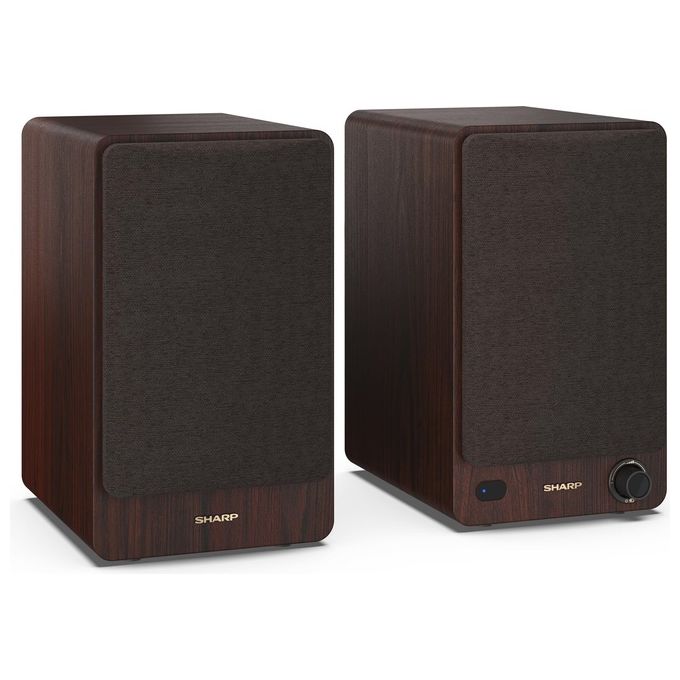 Sharp CP-SS30BR Altoparlanti Bookshelf 2 vie 2.0 canali 60 W Bluetooth 5.0 Ingresso AUX RCA Ottico USB Telecomando colore Marrone