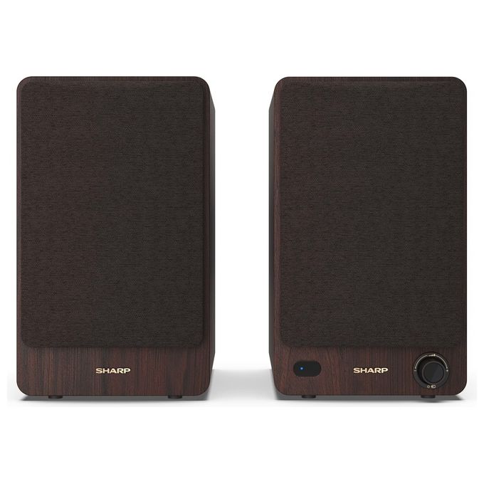 Sharp CP-SS30BR Altoparlanti Bookshelf 2 vie 2.0 canali 60 W Bluetooth 5.0 Ingresso AUX RCA Ottico USB Telecomando colore Marrone