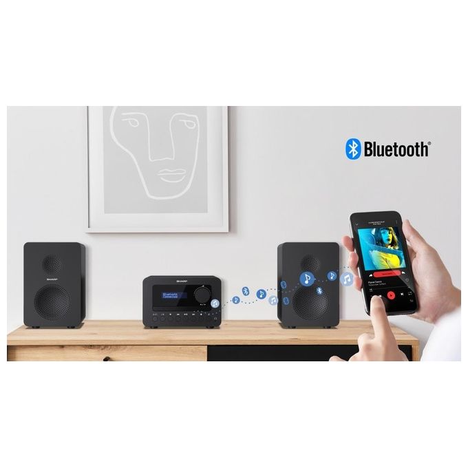 Sharp XL-B520D(BK) Tokyo DAB+ Microsistema Hi-Fi 40W Bluetooth 5.0 CD USB Radio DAB FM 2 vie colore Nero
