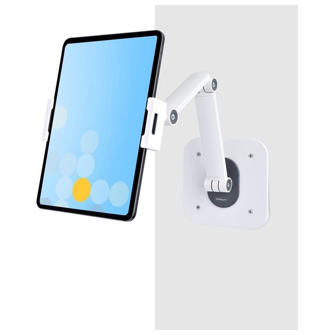 StarTech ADJ-TABLET-STAND-W Supporto per Tablet da Tavolo Regolabile e Articolato Altezza Fino a 47 cm Rotazione 360° Orientamento +--52° Colore Bianco