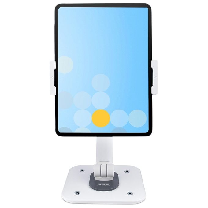 StarTech ADJ-TABLET-STAND-W Supporto per Tablet da Tavolo Regolabile e Articolato Altezza Fino a 47 cm Rotazione 360° Orientamento +--52° Colore Bianco