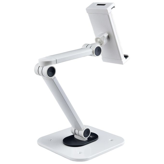 StarTech ADJ-TABLET-STAND-W Supporto per Tablet da Tavolo Regolabile e Articolato Altezza Fino a 47 cm Rotazione 360° Orientamento +--52° Colore Bianco