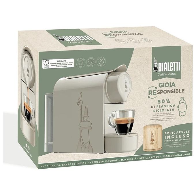 Bialetti 012900140-NP Gioia Responsible Macchina da caffe' Capsule 0.5 L 20 bar 1200 W 50% Plastica Riciclata colore Tortora