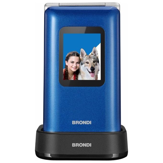 Brondi Amico Prezioso Cellulare a Conchiglia per Anziani Dual SIM Tasto SOS Display 2.8'' Fotocamera 1.3 MP colore Blu Metal