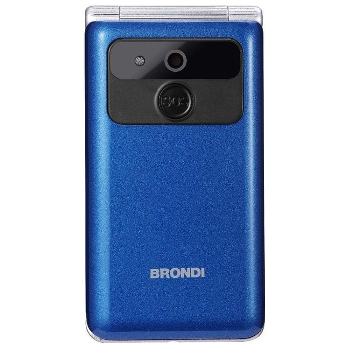 Brondi Amico Prezioso Cellulare a Conchiglia per Anziani Dual SIM Tasto SOS Display 2.8'' Fotocamera 1.3 MP colore Blu Metal