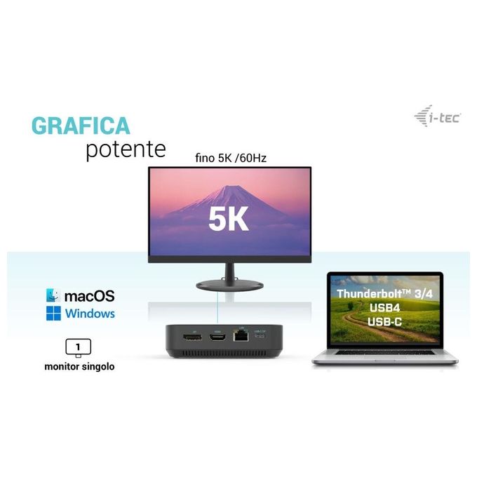 I-tec C31TRI4KDPDPRO100 Docking Station USB-C HDMI Dual DisplayPort Power Delivery 100W Adattatore Incluso colore Nero
