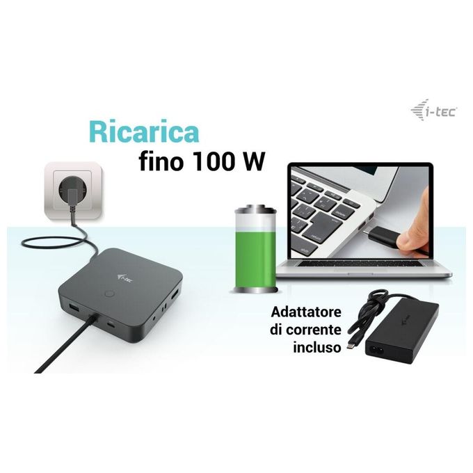 I-tec C31TRI4KDPDPRO100 Docking Station USB-C HDMI Dual DisplayPort Power Delivery 100W Adattatore Incluso colore Nero