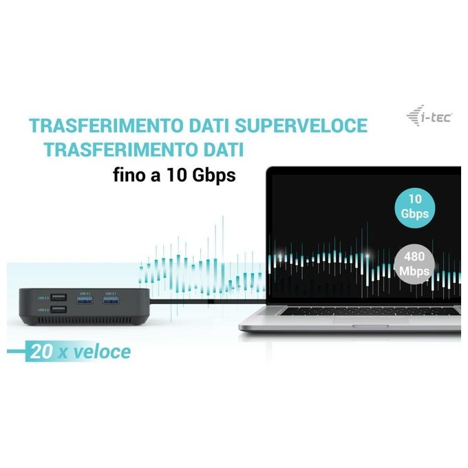 I-tec C31TRI4KDPDPRO100 Docking Station USB-C HDMI Dual DisplayPort Power Delivery 100W Adattatore Incluso colore Nero