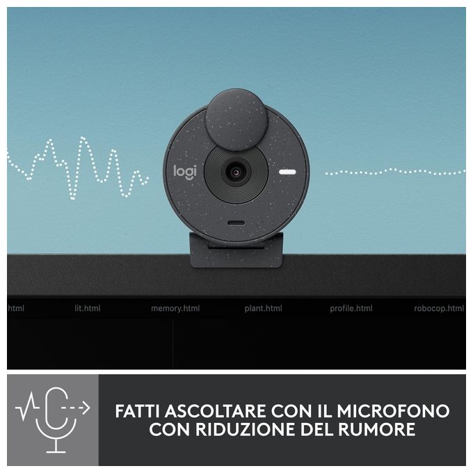 Logitech 960-001436 Brio 300 Webcam Full HD 1080p 2 MP USB-C Microfono Riduzione Rumore Otturatore Privacy colore Grafite