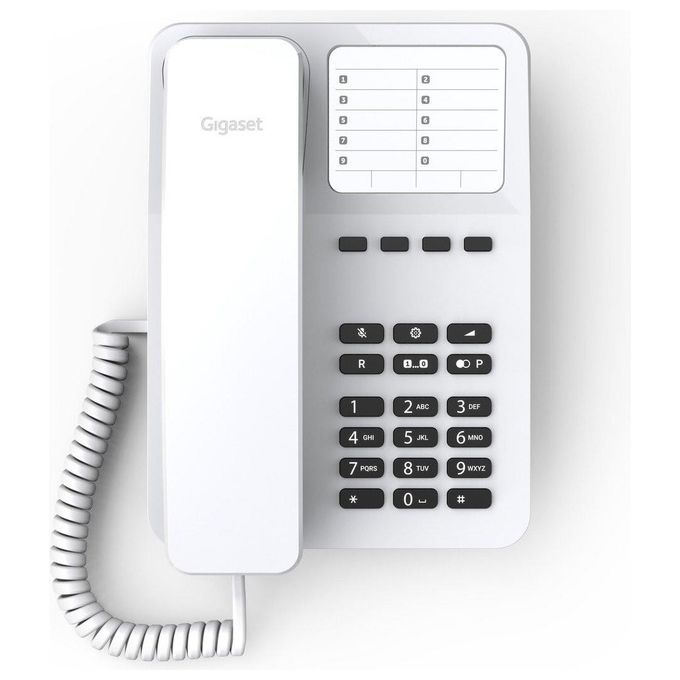 Gigaset DESK400 S30054-H6538-R102 Telefono Analogico da Tavolo o Parete 10 tasti rapida selezione diretta Mute colore Bianco