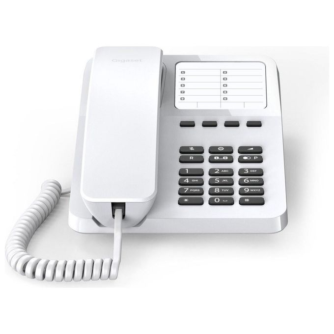 Gigaset DESK400 S30054-H6538-R102 Telefono Analogico da Tavolo o Parete 10 tasti rapida selezione diretta Mute colore Bianco