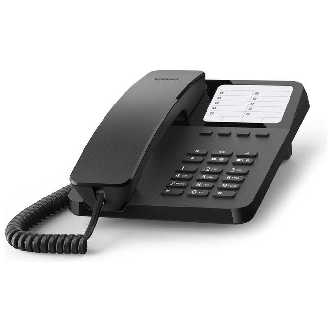 Gigaset S30054-H6538-R101 DESK 400 Telefono Fisso Analogico Da Tavolo e Parete 10 Tasti Rapidi Tono Impulso colore Nero