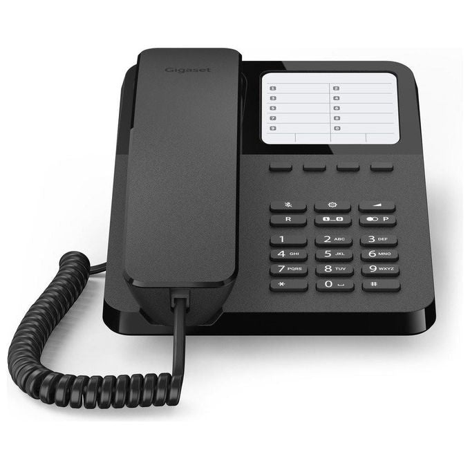 Gigaset S30054-H6538-R101 DESK 400 Telefono Fisso Analogico Da Tavolo e Parete 10 Tasti Rapidi Tono Impulso colore Nero