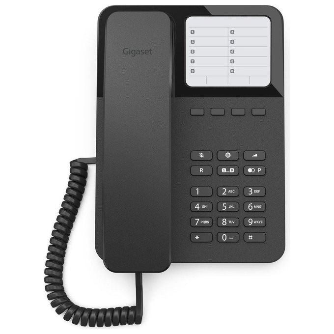 Gigaset S30054-H6538-R101 DESK 400 Telefono Fisso Analogico Da Tavolo e Parete 10 Tasti Rapidi Tono Impulso colore Nero