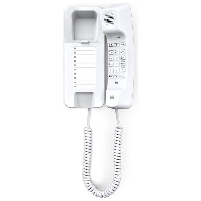 Gigaset DESK 200 telefono a filo salvaspazio da scrivania e da parete Bianco
