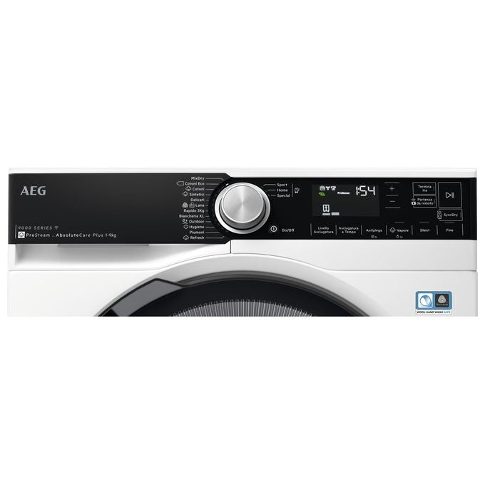 AEG TR9T94ABYS Serie 9000 Asciugatrice Pompa di Calore 9 Kg Classe C AbsoluteCare ProSteam 3D Scan Wi-Fi (85x59,6x63,8 cm) colore Bianco