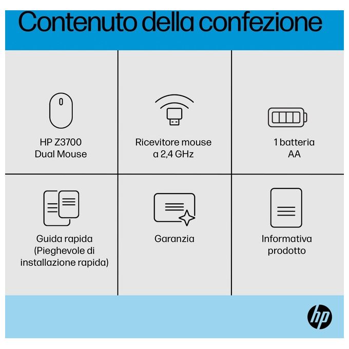 HP 758A8AA#ABB Z3700 Dual Mouse Wireless RF 1600 DPI 3 Tasti Silenzioso Multi-dispositivo colore Nero