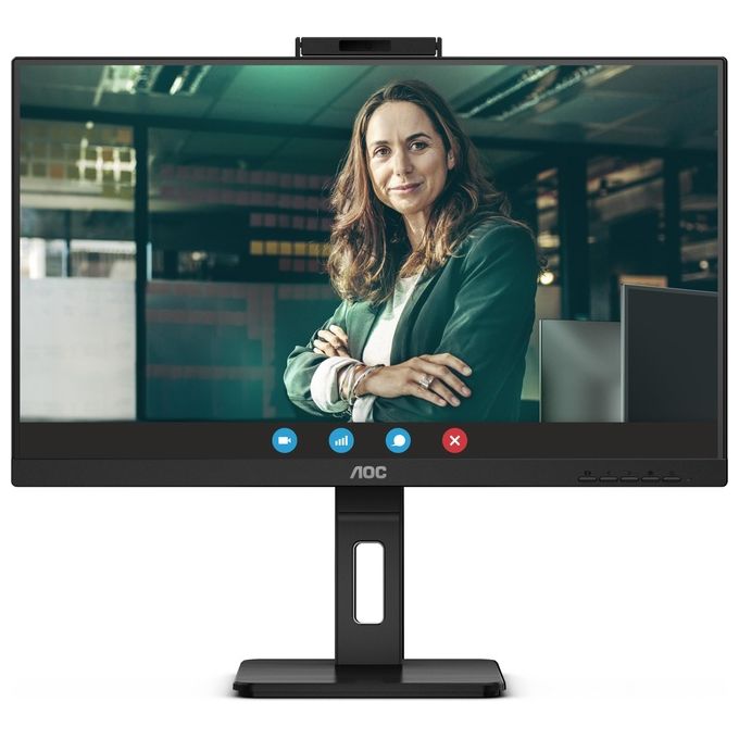 AOC 24P3QW Monitor PC 23.8'' Full HD IPS 1920x1080 100Hz 4ms USB Hub Webcam colore Nero