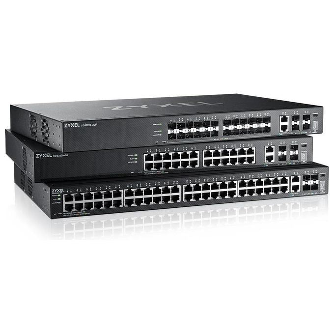 ZYXEL XGS2220-30F-EU0101F Switch Gestito Layer 3 Lite 24 Porte SFP Gigabit 2 Porte 10GbE MultiGigabit 4 Porte 10G SFP+ Rack Montabile NebulaFlex Pro Cloud Gestione colore Nero