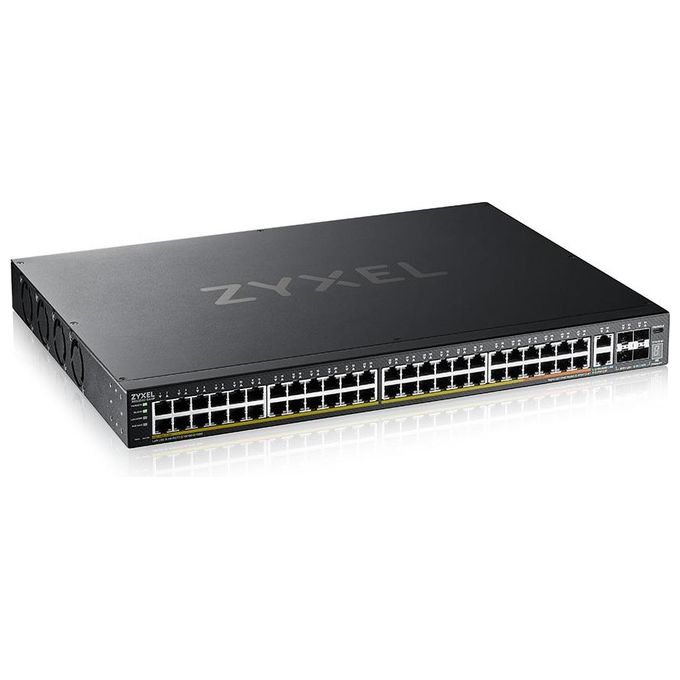 Zyxel XGS2220-54HP-EU0101F Switch Gestito Layer 3 48 Porte Gigabit PoE 2 Porte 10G PoE 4 SFP+ Budget PoE 600 W colore Nero