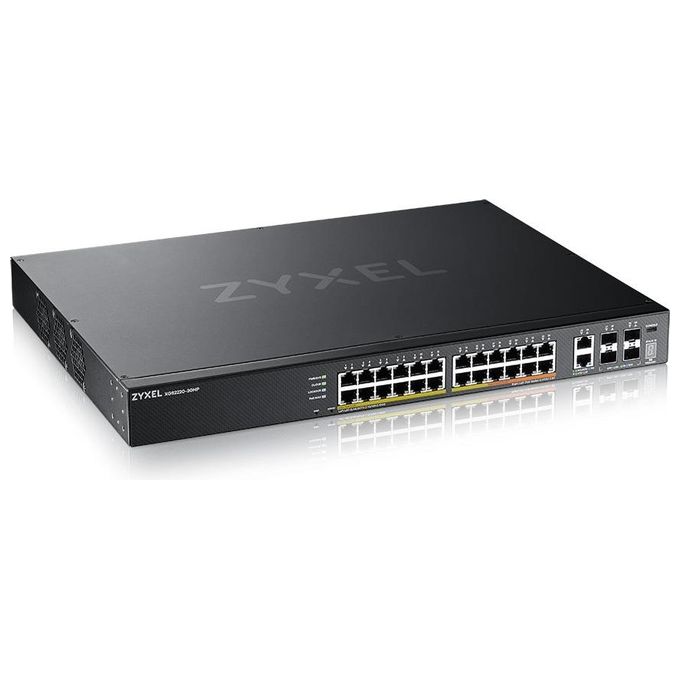 ZYXEL XGS2220-30HP-EU0101F Switch Managed Layer 3 Lite 24 Porte Gigabit PoE+ 2 Porte 10GbE MultiGigabit PoE++ 4 Porte 10 Gigabit SFP+ 400W colore Nero