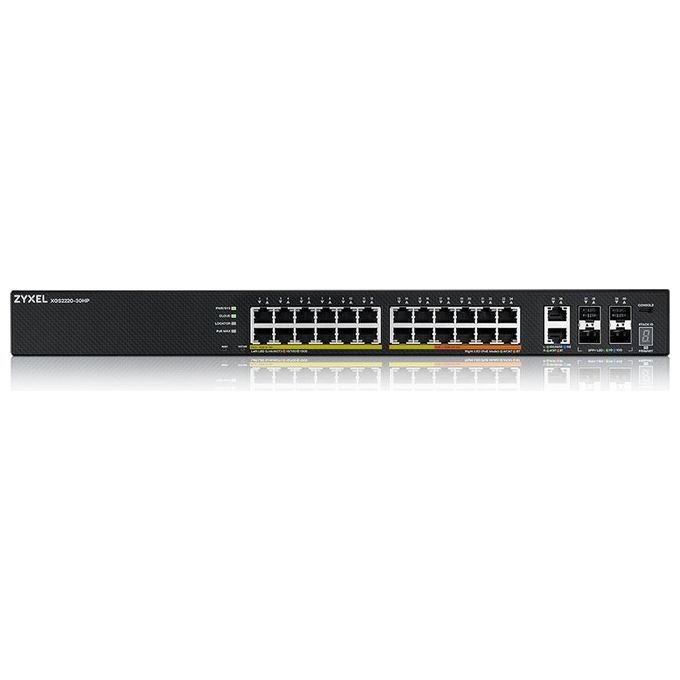 ZYXEL XGS2220-30HP-EU0101F Switch Managed Layer 3 Lite 24 Porte Gigabit PoE+ 2 Porte 10GbE MultiGigabit PoE++ 4 Porte 10 Gigabit SFP+ 400W colore Nero