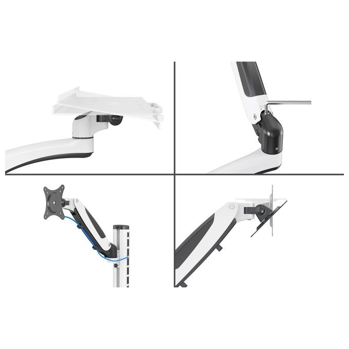 Digitus DA-90451 Supporto da Muro Postazione di Lavoro Monitor Tastiera Mouse VESA 75x75 100x100 fino a 32'' 8 Kg colore Nero