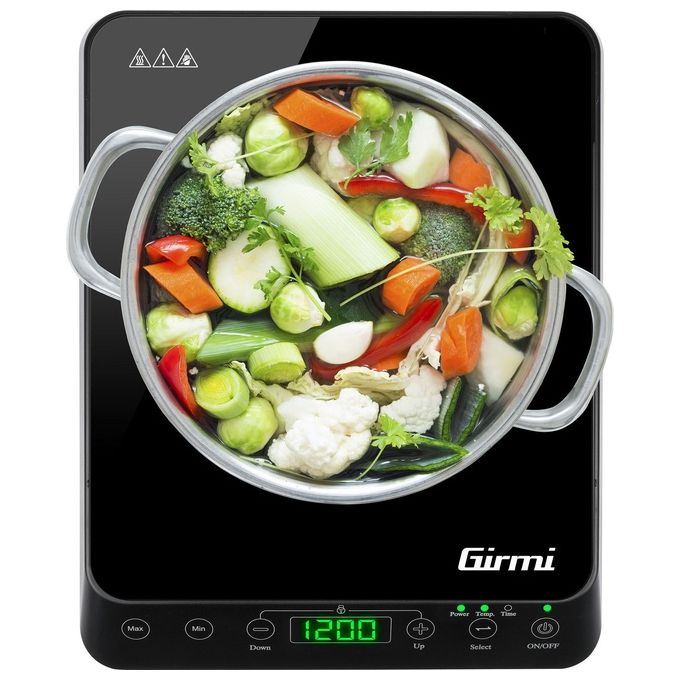 Girmi PI04 Fornello a Induzione Singolo 2000 W 10 livelli di potenza timer 180 min superficie vetro colore Nero