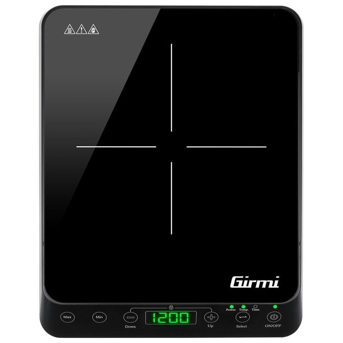 Girmi PI04 Fornello a Induzione Singolo 2000 W 10 livelli di potenza timer 180 min superficie vetro colore Nero