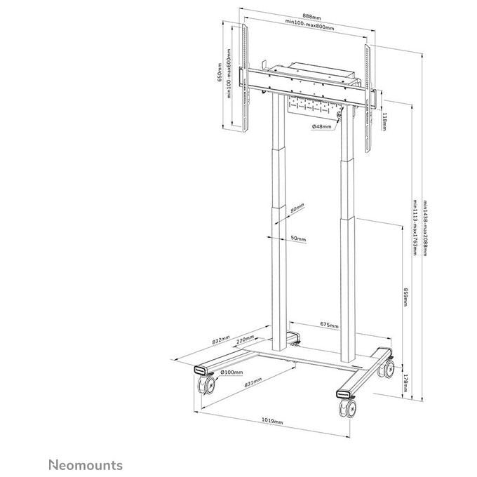 Neomounts FL55-875WH1 MOVE Lift Carrello TV motorizzato 55-100'' 110 Kg certificato TÜV colore Bianco