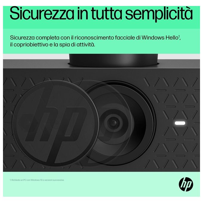 HP 6Y7L2AA#ABB Webcam FHD 620 Risoluzione 1920 x 1080 Pixel 60 fps Microfono Incorporato Colore Nero