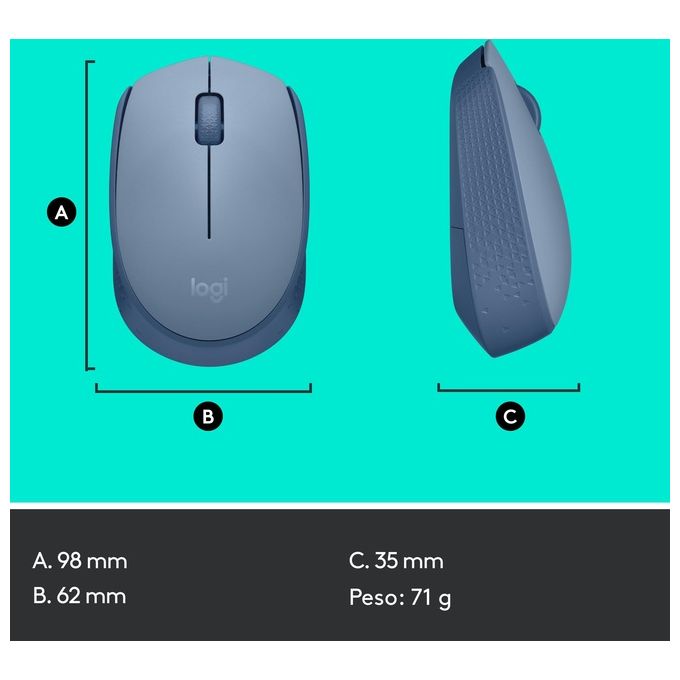 Logitech M171 Mouse Ambidestro RF Wireless Ottico