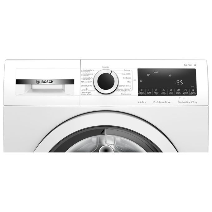 Bosch WNA144V0IT Serie 4 Lavasciuga Caricamento Frontale 9-5 Kg 1400 rpm Classe E AutoDry Iron Assist EcoSilence Drive (84.8x59.8x59 cm) colore Bianco