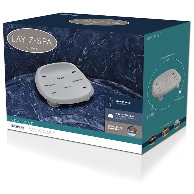 Bestway 60321 Lay-Z-Spa Xtras Sedile Regolabile per Idromassaggio Gonfiabile resistente UV colore Grigio