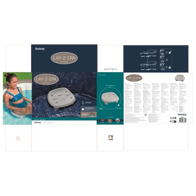 Bestway 60321 Lay-Z-Spa Xtras Sedile Regolabile per Idromassaggio Gonfiabile resistente UV colore Grigio
