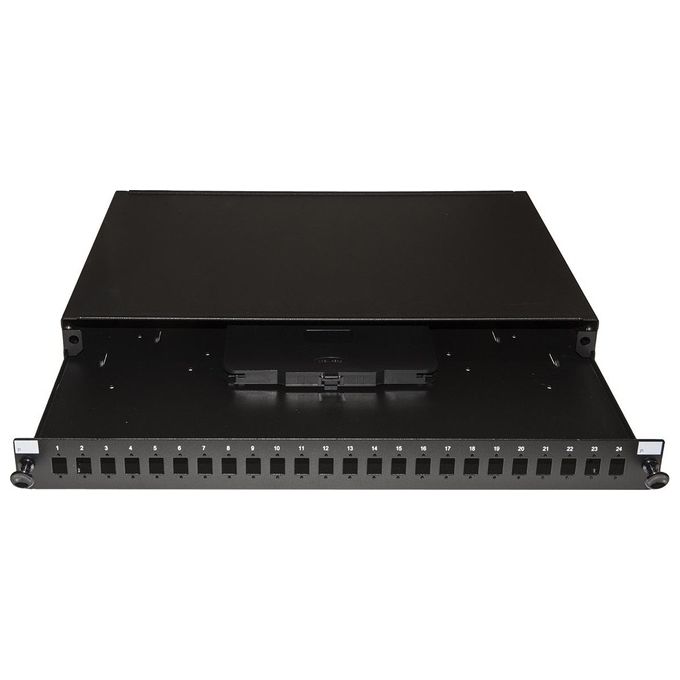 Link Pannello Fibra Ottica 19'' con 24 Porte SC Simplex o LC Duplex Profondita' 250mm Nero con Accessori