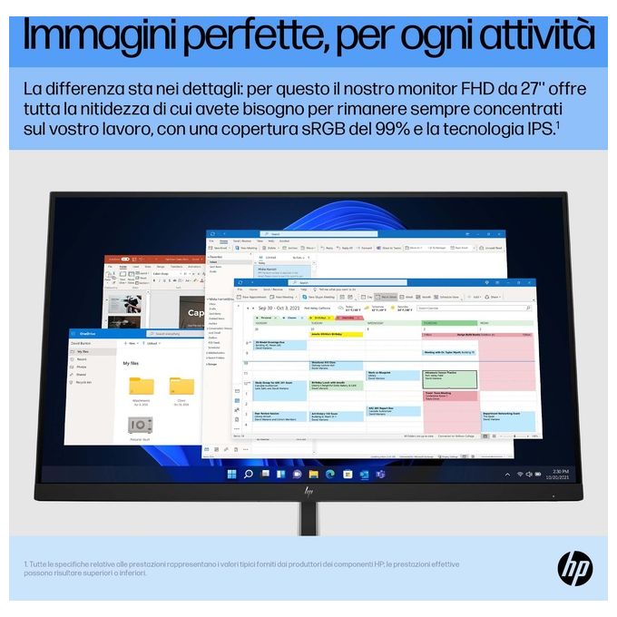 HP 6N4E2AA#ABB E27 G5 Monitor PC 27'' Full HD IPS 1920x1080 75Hz 5ms Hub USB 3.2 HDMI DisplayPort colore Nero