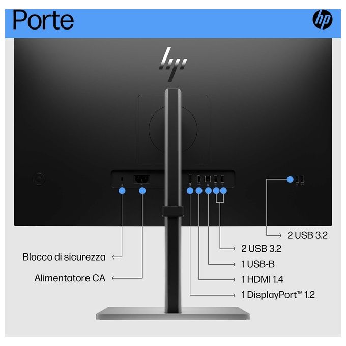 HP 6N4E2AA#ABB E27 G5 Monitor PC 27'' Full HD IPS 1920x1080 75Hz 5ms Hub USB 3.2 HDMI DisplayPort colore Nero