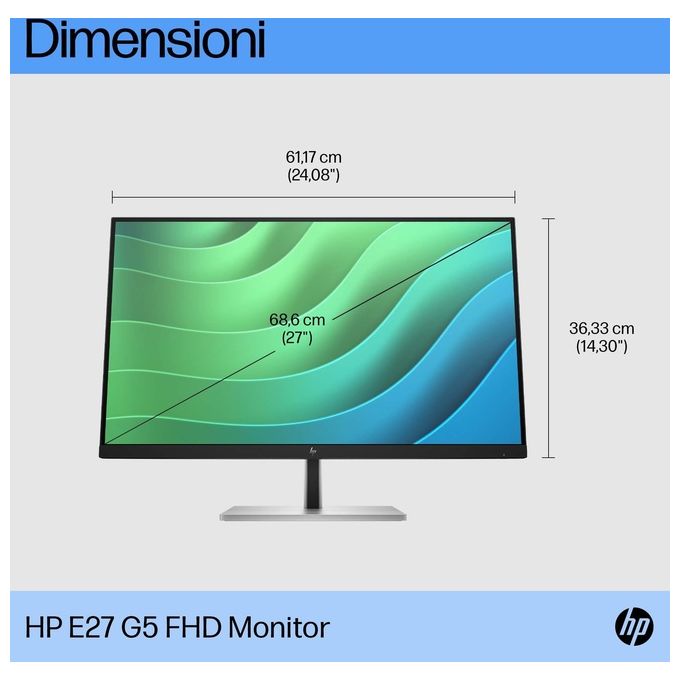 HP 6N4E2AA#ABB E27 G5 Monitor PC 27'' Full HD IPS 1920x1080 75Hz 5ms Hub USB 3.2 HDMI DisplayPort colore Nero