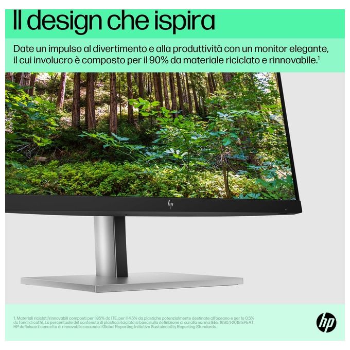 HP E22 G5 Monitor PC 21.5'' Full HD 1920x1080 IPS LED 5ms Regolabile in altezza VESA 100x100 colore Nero Argento
