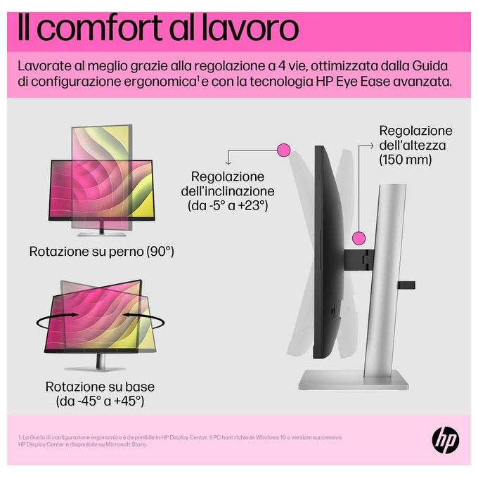 HP 6N6E6AA#ABB E24t G5 Monitor PC Touchscreen 23.8'' Full HD IPS 5ms Hub USB colore Nero