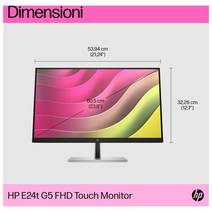 HP 6N6E6AA#ABB E24t G5 Monitor PC Touchscreen 23.8'' Full HD IPS 5ms Hub USB colore Nero