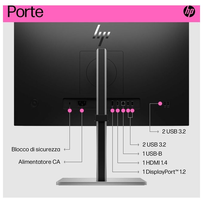 HP 6N6E6AA#ABB E24t G5 Monitor PC Touchscreen 23.8'' Full HD IPS 5ms Hub USB colore Nero