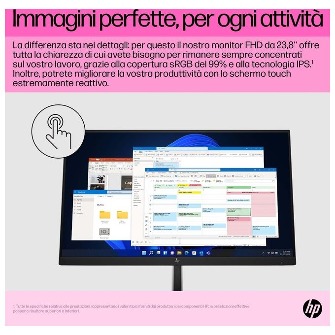 HP 6N6E6AA#ABB E24t G5 Monitor PC Touchscreen 23.8'' Full HD IPS 5ms Hub USB colore Nero